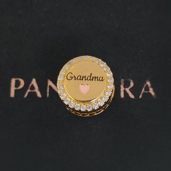 Pandora Engravable Grandma Charm Bead Gold Plated with box - Picture 1 of 8